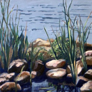 Study, Grasses Lake Wilcox #1, 2012, 12 x 12 , Oil on canvas