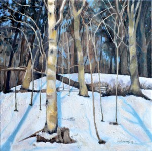 Birches in the Snow , Oil on Canvas, 16 x 16