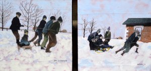 Giddy Up 1 and 2 Diptych 2014 Mix Media